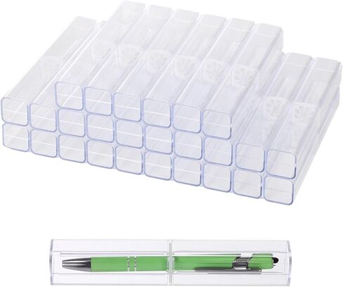 OMISTAR 50 PCS Pen Gift Box Empty Cases with Clear Lid, Black Ballpoint Pen Gift Box Pen Jewelry Display Box for Jewelry Gift Business Birthday Souvenir Office Supplies (50PCS) in Saudi Arabia