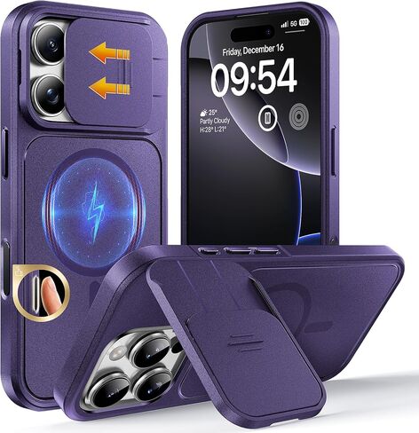 TOCOL 3 in 1 Magnetic for iPhone 15 Pro Case, Upgraded [Full Camera Protection] with 2 Screen Protector, Fit for Mag-Safe [Military Grade Drop Tested] Translucent Back Phone Case 6.1", Blue in Kuwait