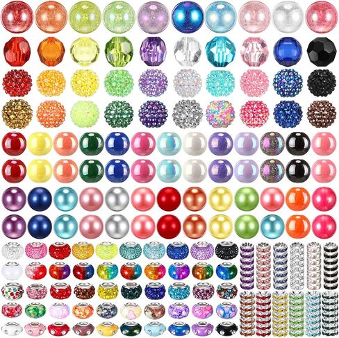 270 Pcs Beads for Pens Rhinestone Bubblegum Beads Mixed Crystal Resin Sugar Chunky for Beadable Keychains DIY Craft Jewelry Making Supplies in Saudi Arabia