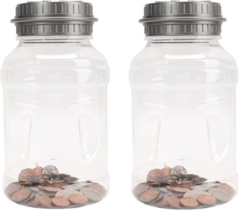 Qiekaka Coin Bank for Saving Money Digital Coin Jar, Piggy Bank for Adults, Coin Jar with Change Counter for Counting Savings. Contains Two Coin Banks, for Boys Girls Kids （Orange and Blue） in Saudi Arabia