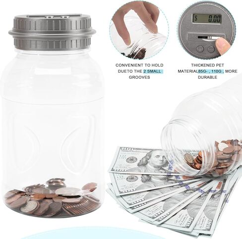 Qiekaka Coin Bank for Saving Money Digital Coin Jar, Piggy Bank for Adults, Coin Jar with Change Counter for Counting Savings. Contains Two Coin Banks, for Boys Girls Kids （Orange and Blue） in Saudi Arabia