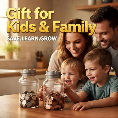 Qiekaka Coin Bank for Saving Money Digital Coin Jar, Piggy Bank for Adults, Coin Jar with Change Counter for Counting Savings. Contains Two Coin Banks, for Boys Girls Kids （Orange and Blue） in Saudi Arabia