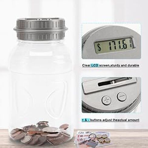 Qiekaka Coin Bank for Saving Money Digital Coin Jar, Piggy Bank for Adults, Coin Jar with Change Counter for Counting Savings. Contains Two Coin Banks, for Boys Girls Kids （Orange and Blue） in Saudi Arabia