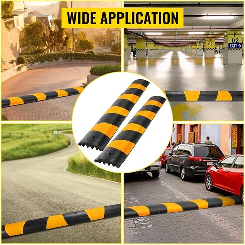 Happybuy 6 أقدام مطاطية لحماية الكابلات شديدة التحمل 72.4 × 12 × 2.4 بوصة 2-قناة المرآب الحصى الطرق الأسفلتية، عثرة سرعة 6 أقدام in Kuwait