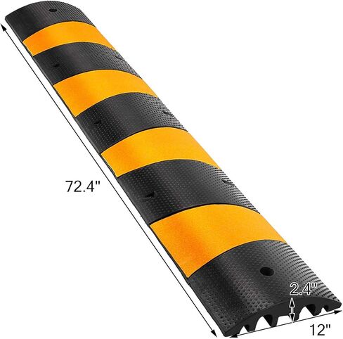 Happybuy 6 أقدام مطاطية لحماية الكابلات شديدة التحمل 72.4 × 12 × 2.4 بوصة 2-قناة المرآب الحصى الطرق الأسفلتية، عثرة سرعة 6 أقدام in Kuwait