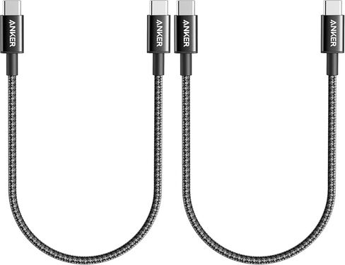 كابل Anker New Nylon USB-C إلى USB-C (2 حزمة، 1 قدم، 60 واط)، كابل شحن USB 2.0 نوع C لأجهزة MacBook Pro 2020، iPad Pro 2020، iPad Air 4، Samsung Galaxy S21، Nintendo Switch، Pixel، LG، والمزيد (أسود) in Kuwait