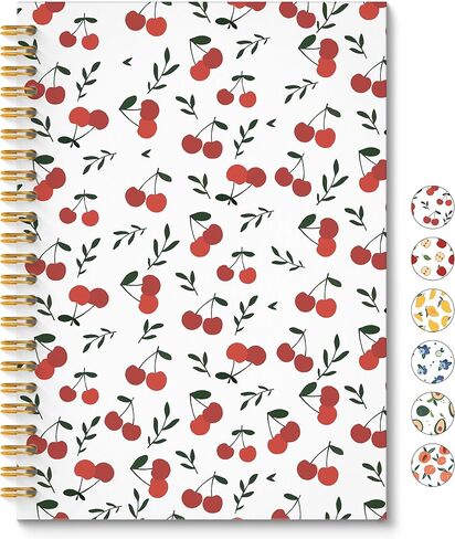 ROXMART Cute Cherry Spiral Notebook, Cherry Gifts for Women Journal, Fruit Lover Gifts, Girly Aesthetic Fruit Journal Notebook, 5.5x8.3 Inch in Saudi Arabia