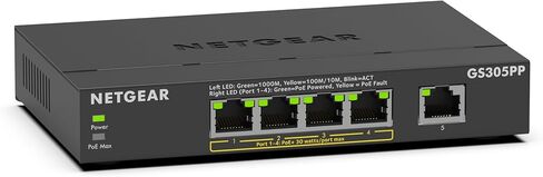 نيت جير® محول غير مدار بـ5 منافذ جيجابت ايثرنت PoE+ (GS305PP) in Saudi Arabia