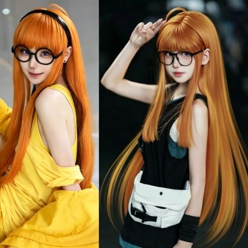 ANOGOL Wig Cap+ ( 1 Red Crown ) Long Blue Wig for Princess Wig Queen Comic Dark Roots Wavy Synthetic Wig for-Kids-Women Costume Wig for Halloween in Saudi Arabia