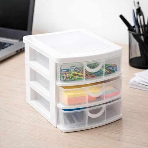 Dependable Industries inc. Essentials 3 Drawer Mini Plastic Organizer Makeup HBA Cosmetics Arts & Crafts Desktop Stationary (Black) in Saudi Arabia