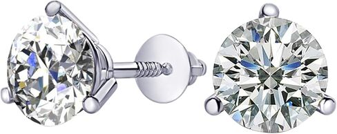 Natural Round Brilliant Solitaire Diamond Stud Earrings for Women 3 Prong Martini Cocktail Screw Back (I-J Color I1 Clarity) in Kuwait