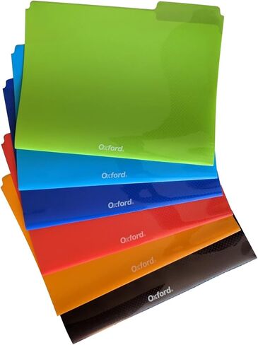 Oxford Poly File Folders, 6-Pack, 1/3 Cut Tabs, for Letter Size Papers, Blue, Red, Orange, Light Blue, Green, Black (52004) in Saudi Arabia