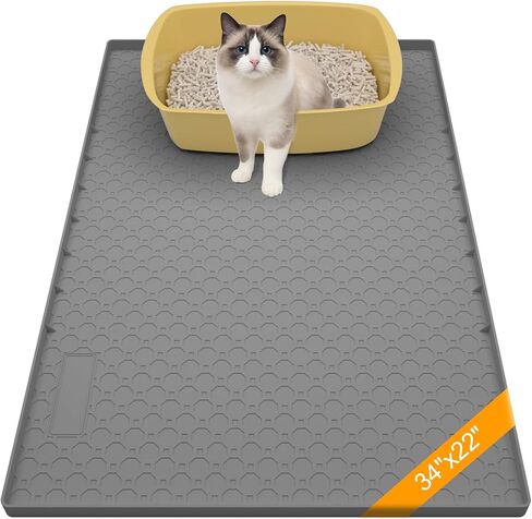 سيليكون كبير القمامة حصيرة القمامة 34 "× 22" ، حصيرة القط لصندوق القمامة ، حصيرة القطط القمامة محاصرة ، غير قابلة للانزلاق ومقاوم للماء ، الحواف المرتفعة ، الرمادي in Saudi Arabia