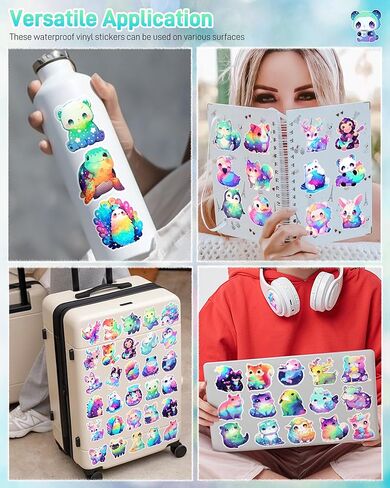 100Pcs Rainbow Animal Stickers Pack for Kids Girls Teens, Kawaii Waterproof Vinyl Decals, Cute Cartoon Pet Sticker for Water Bottle Laptop, Teaching Rewards, Dog and Cat Party Favors A in Saudi Arabia