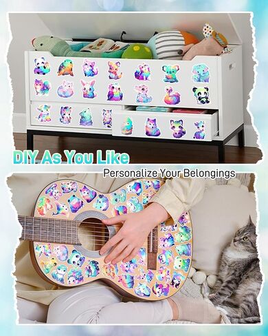 100Pcs Rainbow Animal Stickers Pack for Kids Girls Teens, Kawaii Waterproof Vinyl Decals, Cute Cartoon Pet Sticker for Water Bottle Laptop, Teaching Rewards, Dog and Cat Party Favors A in Saudi Arabia