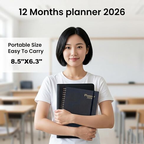 Daily Planner 2025-2026 ، Jul.2025-Jun.2026 ، Weekly & Monthly Planner ، Calendar Planner 2025 مع دفتر ملاحظات شخصية للعمل أو المنزل ، 6.3 "× 8.5" ، ورق أكثر سمكًا ، أسود in Kuwait