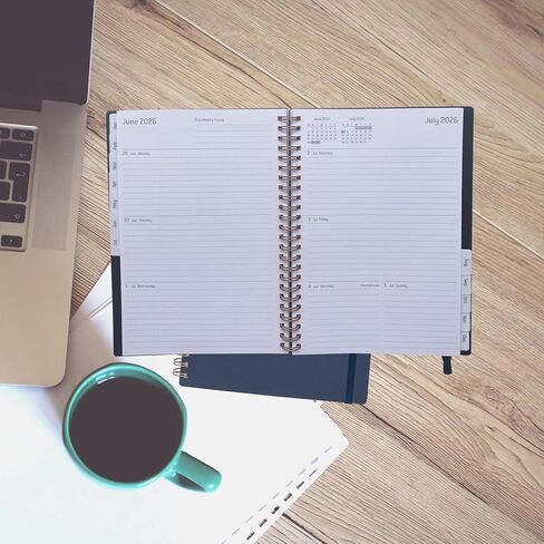 Daily Planner 2025-2026 ، Jul.2025-Jun.2026 ، Weekly & Monthly Planner ، Calendar Planner 2025 مع دفتر ملاحظات شخصية للعمل أو المنزل ، 6.3 "× 8.5" ، ورق أكثر سمكًا ، أسود in Kuwait
