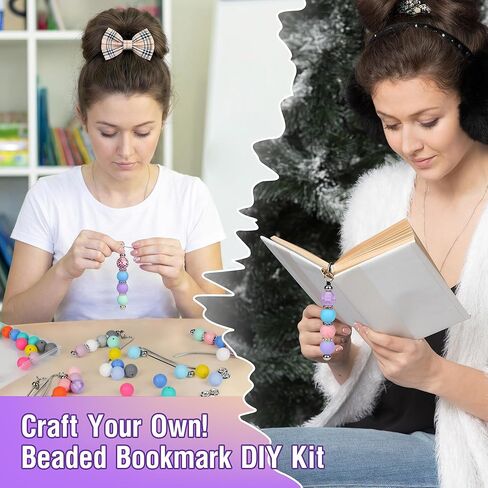 Sandure 162pcs DIY Beadable Metal Bookmarks Craft Kit with 12 Bookmarks 150 Beads Bookmark Making Kit for Adults Kids Teachers Student Creative Gift for Readers Birthday Office Supplies in Saudi Arabia