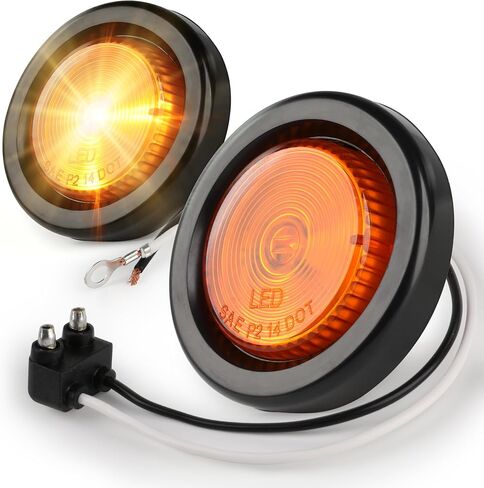 MAXXHAUL 80652 2 بوصة LED علامة جانبية للتخليص الدائري كهرماني مع حلقة معدنية لشاحنة RV، عبوتان in Kuwait