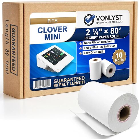 Vonlyst Receipt Paper for Clover Mini and Clover Mobile Thermal Printer 2 1/4 x 80 (10 rolls) in Saudi Arabia