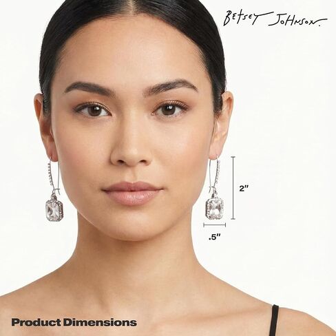 الأقراط Betsey Johnson"Cz Ears" كريستال مكعب زركون مربع طويل قطرة in Kuwait