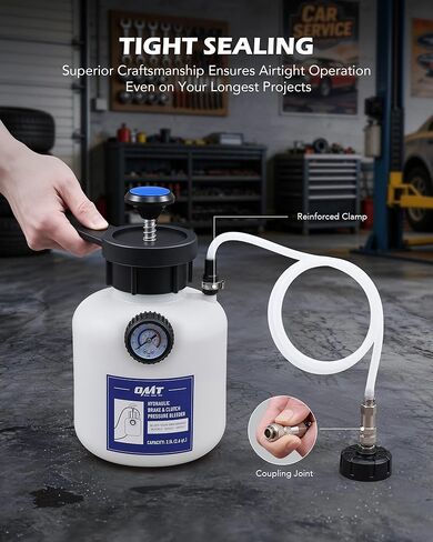 Orion Motor Tech Brake Bleeder Kit, One Person 2.5L Brake Fluid Extractor Compatible with Ford VW BMW More, Brake Pressure Bleeder with 2.6qt Bottle Vacuum Gauge Hose Cap Wrench & European Adapter in Saudi Arabia
