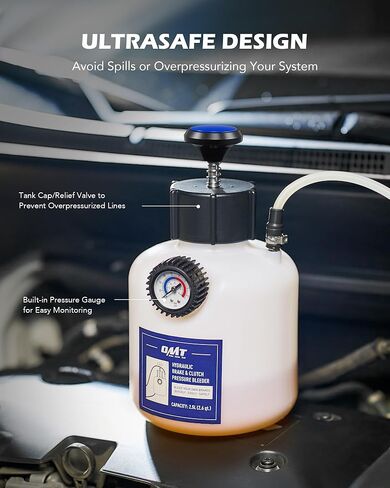 Orion Motor Tech Brake Bleeder Kit, One Person 2.5L Brake Fluid Extractor Compatible with Ford VW BMW More, Brake Pressure Bleeder with 2.6qt Bottle Vacuum Gauge Hose Cap Wrench & European Adapter in Saudi Arabia