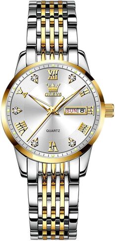 OLEVS Watches for Women Diamond Luxury Dress Women Watches Analog Quartz Waterproof Day Date Stainless Steel Wristwatch in Saudi Arabia