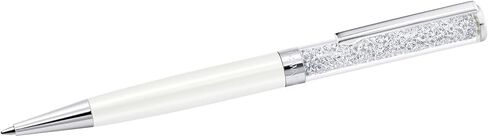 Swarovski Crystalline Ballpoint Pen, Black Ink in White Coloured Casing, Crystal Design, from the Crystalline Collection in Saudi Arabia