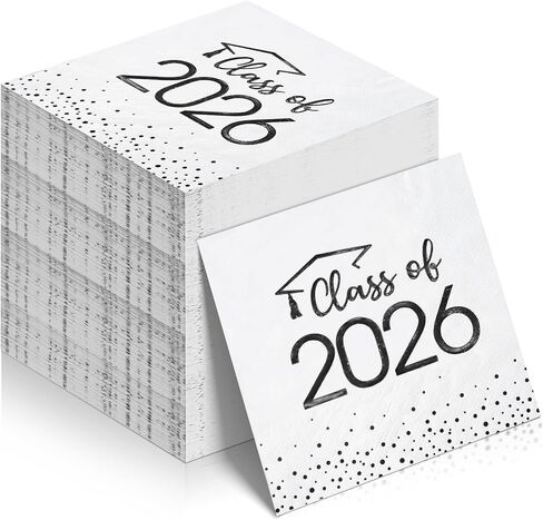 100Pcs Class of 2024 Graduation Napkins, Disposable Congrats Grad Paper Cocktail Napkins Square Foil Dot Hand Towels for 2024 School University College Graduation Party Decorations（Blue） in Saudi Arabia
