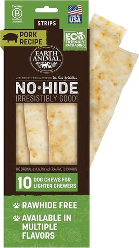 Earth Animal No-Hide Strips Beef Recipe Natural Rawhide Alternative Dog Chew Treat - 10 Count Value Pack in Saudi Arabia