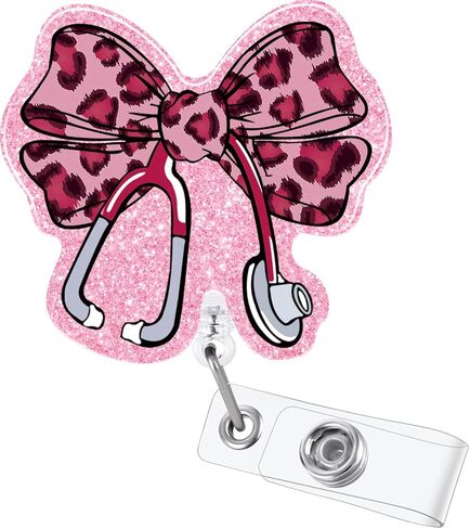 Nurse Bow Badge Holder Reels, Retractable Leopard Bows Nursing Badge Clips for RN CNA LPN Pediatric Medical Assistant ID Badges Name Tag Card in Saudi Arabia