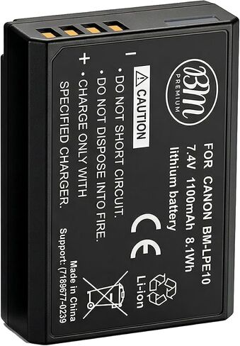 BM Premium LP-E10 Battery for Canon EOS Rebel T3, T5, T6, T7, T100, Kiss X50, Kiss X70, T100, EOS 1100D, EOS 1200D, EOS 1300D, EOS 1500D, EOS 2000D, EOS 3000D EOS 4000D Digital Cameras in Saudi Arabia