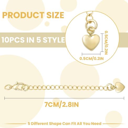 Vellibring 10PCS Necklace Extenders Silver Plated Stainless Steel Chain Extenders Adjustable Double Lobster Clasp Extenders for Woman Bracelet Anklet Jewelry Making (2" 3" 4" 5" 6") in Saudi Arabia