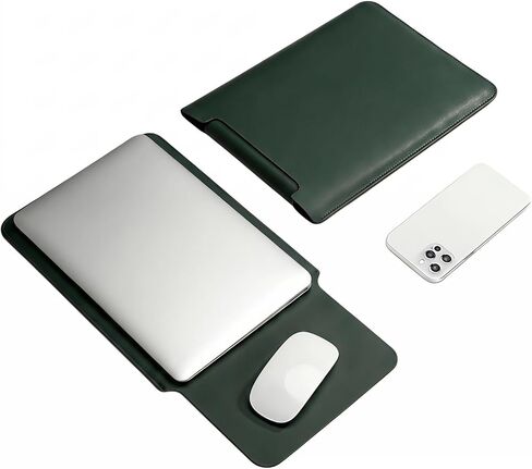 Laptop Sleeve for MacBook Air 13 Inch - Waterproof Pu Leather Laptop Case for A2337 MacBook Air Case, Lightweight and Scratch-Resistant with Soft Inner Layer (Green, 12/13inch) in Saudi Arabia
