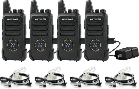 retevis rt22s 2 طريقة أجهزة الراديو القابلة لإعادة الشحن مع سماعة رأس طويلة المدى قناة عرض قفل إنذار الطوارئ إشارة موجه vox، أجهزة الراديو اتجاهين للمناسبات العائلية ومتاجر هدايا التزلج (4 عبوات) in Kuwait