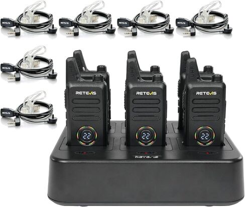 Retevis RT22S 2 Way Radios Rechargeable Walkie Talkies with Headset Long Range Channel Display Lock Emergency Alarm Signal Prompt VOX, Two Way Radios for Family Event Skiing Gift Stores (4 Pack) in Kuwait