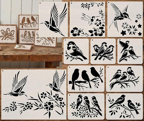 Hummingbird Stencil Set for Crafts, Reusable Silhouette Patterns for Painting Wood, Walls and Garden Decor in Saudi Arabia