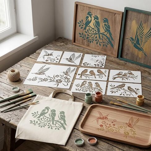 Hummingbird Stencil Set for Crafts, Reusable Silhouette Patterns for Painting Wood, Walls and Garden Decor in Saudi Arabia