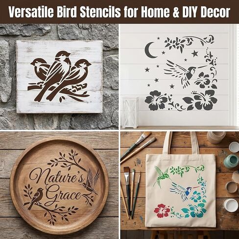 Hummingbird Stencil Set for Crafts, Reusable Silhouette Patterns for Painting Wood, Walls and Garden Decor in Saudi Arabia