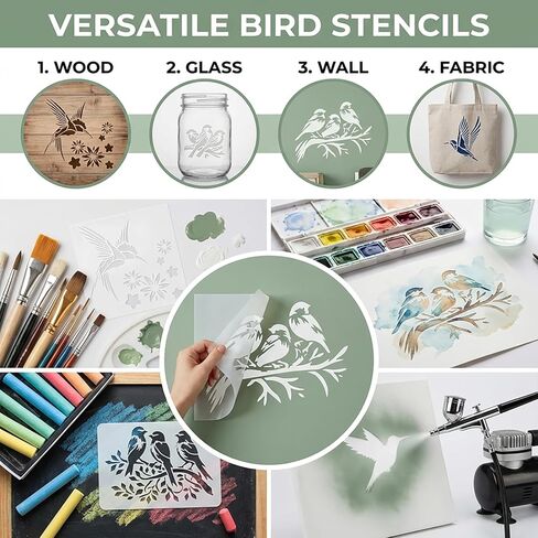 Hummingbird Stencil Set for Crafts, Reusable Silhouette Patterns for Painting Wood, Walls and Garden Decor in Saudi Arabia
