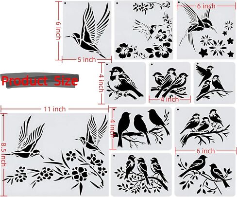 Hummingbird Stencil Set for Crafts, Reusable Silhouette Patterns for Painting Wood, Walls and Garden Decor in Saudi Arabia