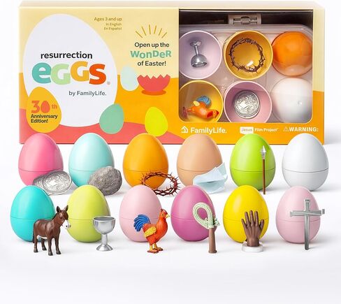 Family Life Resurrection Eggs — 12 Piece Easter Eggs Set with Booklet & Religious Figurines — Tells the Story of Easter — Eggs for Easter Egg Hunt in Saudi Arabia