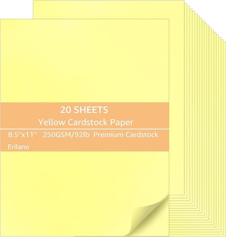 12 Sheets Yellow Cardstock Paper 12x12 Inches - 250 GSM (92 lb) Heavy Weight Bright Paper for Scrapbooking, Crafts, and DIY Projects, Smooth Acid-Free Surface in Saudi Arabia