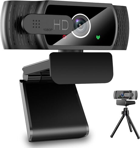 skybess 1080P HD Webcam, Live Stream Web Camera with Microphone and Privacy Cover - 110° View USB Webcam for PC Zoom Video Conferences, Calls, Skype, YouTube, Facetime, etc - Plug and Play in Saudi Arabia