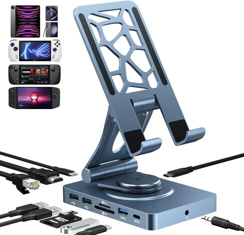 NEWQ Upscale Holder Stand for Pad and Phone 360 Rotatable and Foldable Alloy Tablet Stand, for 9.7 10.9 12.9in Pad, Galaxy Tab, Fire HD, Nexus, Surface, TCL Tablet etc. Grey in Saudi Arabia