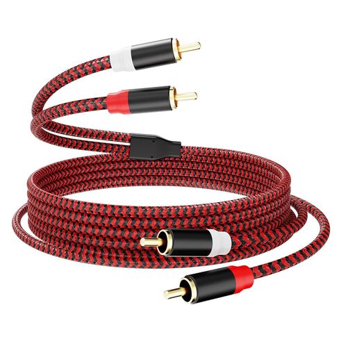 RCA Cable 3Ft,2Rca Male to 2-Rca Male Audio Stereo Subwoofer Cable [Hi-Fi Sound] Nylon-Braided Auxiliary Audio Cord for Home Theater, HDTV, Amplifiers, Hi-Fi Systems,Speakers and etc(3Ft/1M) in Kuwait