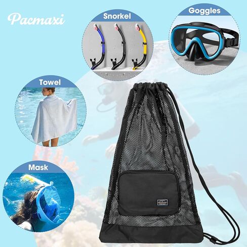 PACMAXI Snorkeling Gear Bag, Shoulder Strap Mesh Draw Bag for Scuba, Snorkel, Swim, Can Holds Diving Mask, Dry Top Snorkel, Trek Fins, and Other Equipment. in Saudi Arabia