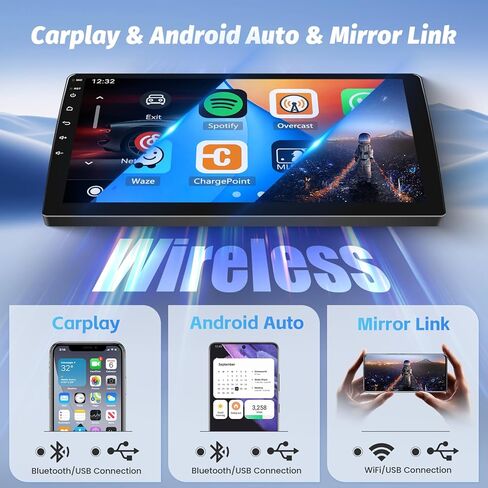 Roinvou Android Car Stereo لـ 2006-2012 Hyundai Santa Fe، راديو CarPlay لاسلكي مدمج مع Android Auto، شاشة لمس 9 بوصات في لوحة القيادة GPS ودعم مرآة Link BT FM AHD SWC DSP in Kuwait