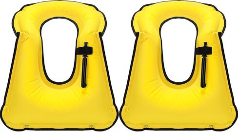 2 Pieces Inflatable Snorkel Vest Adults Snorkeling Jackets Portable Portable Swim Vest Adjustable Safety Vest for Snorkeling Swimming Diving Surfing in Kuwait